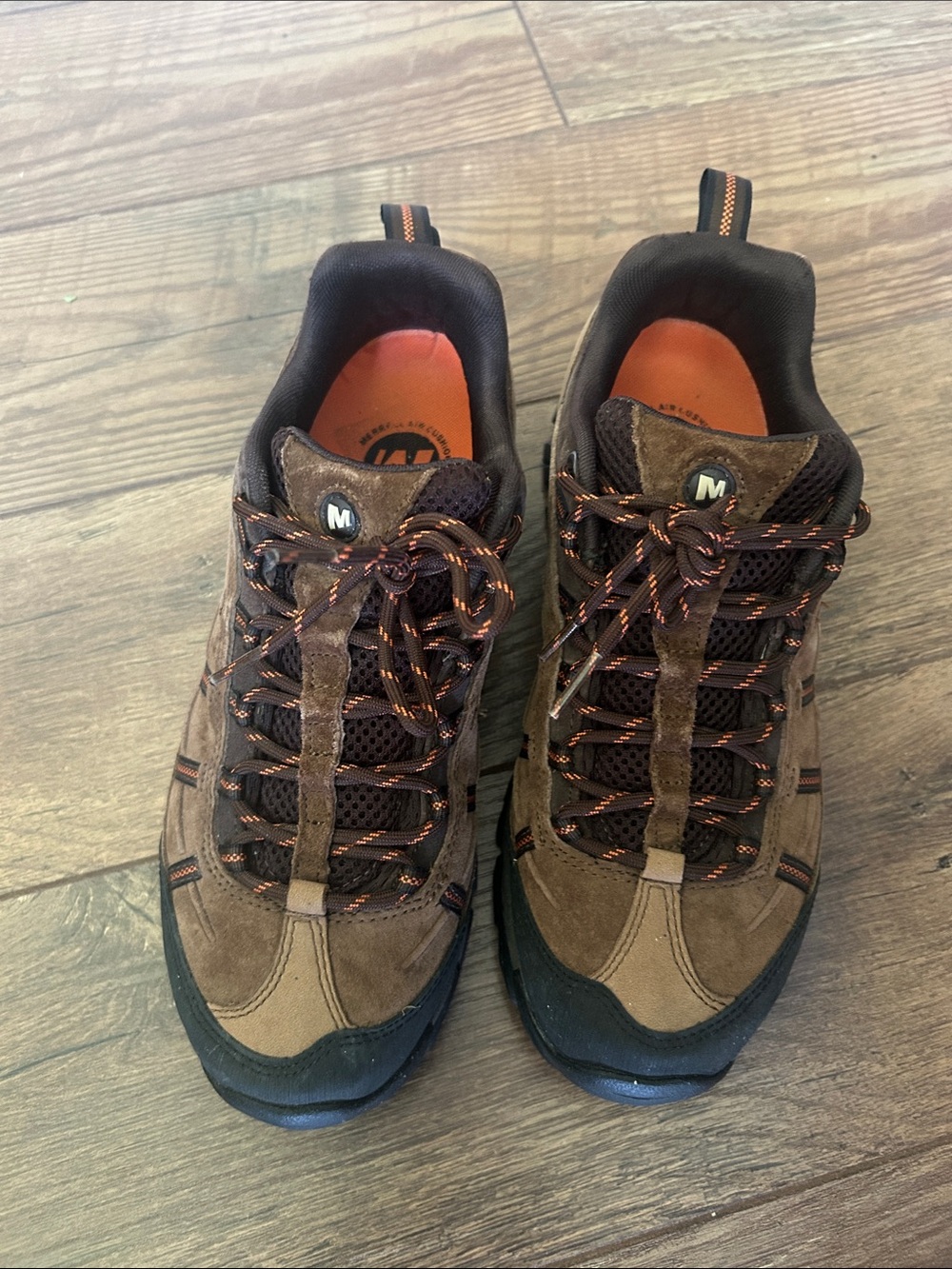 Merrell Brown and Black Trail Sneakers with Orange Details